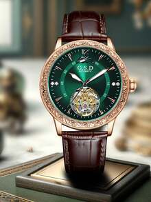 1pc Men's Luminous Moon Phase Design Cool Personalized Automatic Mechanical Wristwatch - Watch - View 12