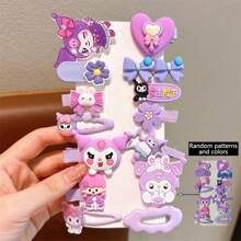 Sanrio 14PCS Sanrio Kuromi Cartoon Pattern Hair Clips,Bangs And Short Hair Kitty Hair Clips,Role-Playing Stage Performance Hair Accessories (Some Parts May Be Random)