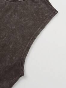 Shwiy Men's Street Casual Washed Sleeveless Top With Retro Ramen Print, Slim Fit Cartoon Letter Minimalist Stylish Leisure - Coffee Brown - View 4