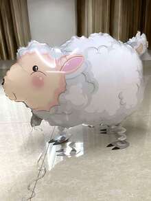 2/4 件行走动物形状铝箔气球，可爱的绵羊设计，适合生日派对，动物派对装饰