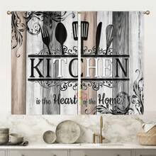 1/2 pièces Ensemble de 3 rideaux avec imprimé d'ustensiles de cuisine, décoration pour cuisine et café