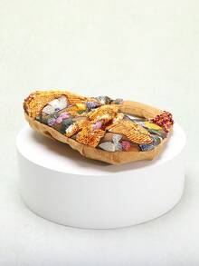 1 件 Sculptedstyle 包袋 - 彩色 PVC 亮片拼布、网眼、刺绣花叶云朵图案褶皱休闲夏季沙滩手提包，适合女士 - 橘色 - 查看 8