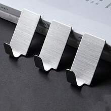 6pcs Stainless Steel Asymmetrical Mini Hooks, No Drilling Strong Adhesive Kitchen Hooks - Multicolor - View 1