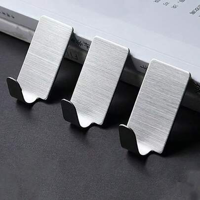 6pcs Stainless Steel Asymmetrical Mini Hooks, No Drilling Strong Adhesive Kitchen Hooks