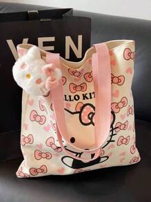 Sanrio Genuine Kitty 1pc Supply List Japanese Kt Cat Cartoon Hello Kitty Canvas Bag Fresh And Simple Shoulder Bag Class Hand-Held Canvas Bag
