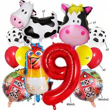 Globos digitales de animales de granja del 1 al 9, adecuados para decoraciones de fiestas de cumpleaños con temática de animales de granja, fondos, decoraciones para baby shower - Multicolor - Ver 3