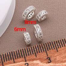 3/5/10 件 18K 镀黄铜 6/8 毫米扁平圆盘散珠高品质锆石隔珠适用于 DIY 手链和项链珠宝制作用品 - 彩色 - 查看 20