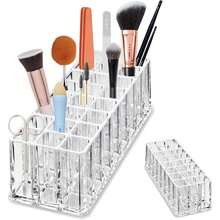 Acrylic Makeup Tool Organizer 24 Space Storage Deep Slot Refillable Container For Long Cosmetic Beauty Tool Organization Display Case 1 - Multicolor - View 1