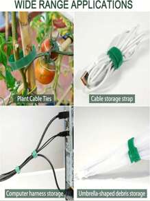 200pcs Reusable 6-Inch Adjustable Non-Slip Nylon Plant Ties With Hook And Loop Fasteners, Green, Ideal For Climbing Plants, Support, And Gardening Applications, Garden Maintenance | Functional Gardening Tool | Secure Fastening