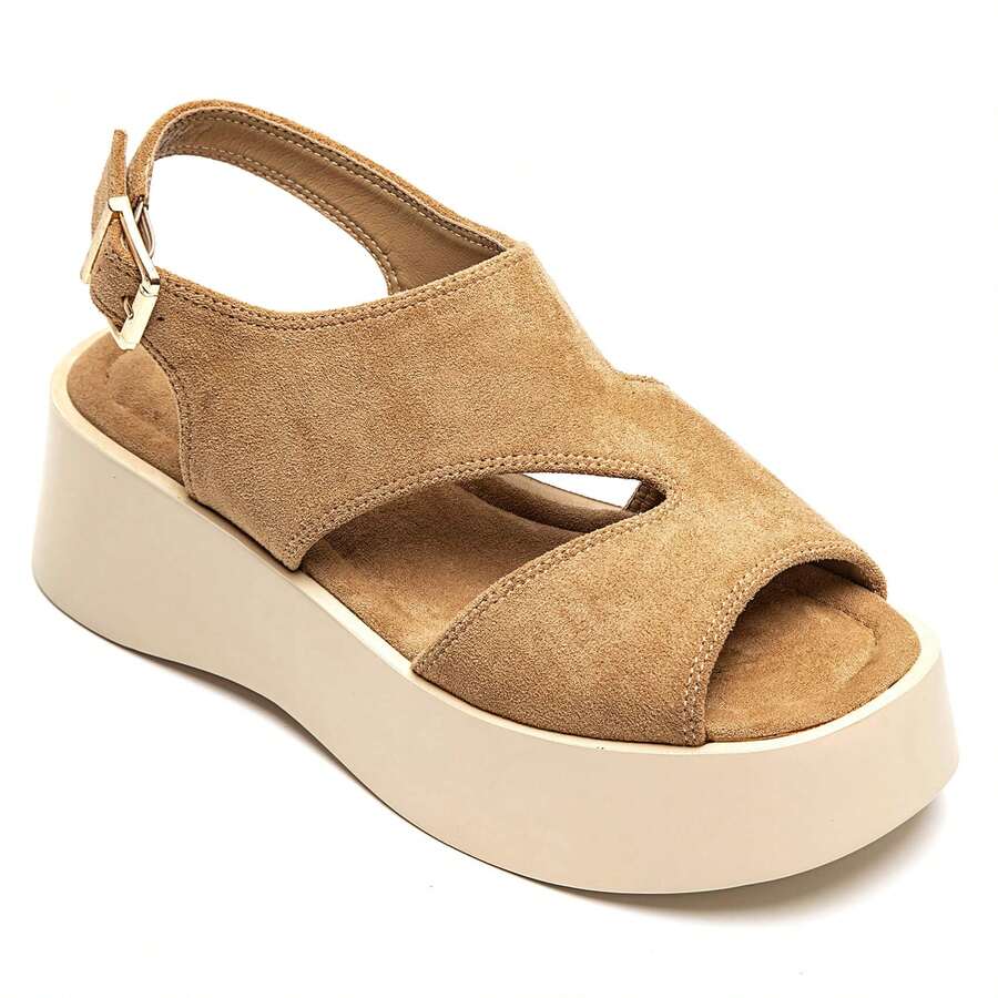 Sandales Platforme à Bride Arrière Style Croisé – Confort Et Allure Moderne - Camel - View 1