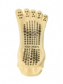 1 双短款纯色五指袜 - 防滑圆点、透气吸湿排汗、高弹性、不紧绷、防滑，适合普拉提、瑜伽、健身