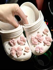 8pcs/Set Pink Bow Shoe Charms, Suitable For Sandals & Beach Shoes - Pink - View 2