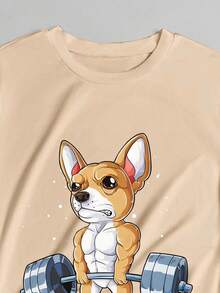 Meme Animals Oversized Grunge Style Casual Printed T-Shirt - Màu be - Xem 4