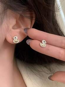 Cute Zirconia Little Duck Earrings, Women's Jewelry, Elegant, Daily Versatile Commuter Lucky Duck Earrings, Suitable For Weekday Clothing - Lucky Duck Earrings - View 12