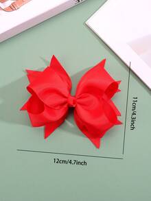 2pcs Red Bow Hair Clips, Fabric Alligator Clip Bow Hair Accessories, Fashion Hair Decor, Suitable For Kids Party Gifts - Red - View 5
