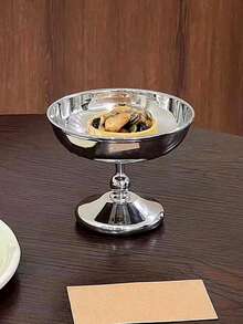 1 pieza Vaso de acero inoxidable para helado, taza retro de alta gama para tardes de té, postre, tazón de fruta, tazón de aperitivos, tazón de postre, tazón de palma de dátil, útiles escolares - Plateado - Ver 6