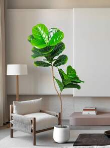 74-165cm Large Artificial Banyan Tree Fake Tropical Rubber Plants Branch Plastic Big Fiddle Leaves Tall Ficus Tree Daily Necessities Green For Home Garden Office Outdoor Decor Without 1pc