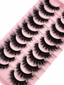10 Pairs Long Thick Fluffy Volume False Eyelashes Faux Mink Lashes DD Curl Fake Eyelash Full Strips Manga Spiky Cross Eye Lashes 5 Styles Mixed 5D Fluffy Lashes, Thick Cross False Lashes, Multi-Layered Curly Lashes, Create Dramatic Thick Effect Suitable For Parties And Celebrations