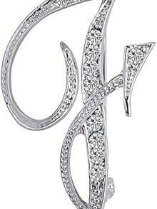 1 件 A-Z 26 个字母别针胸针镀银金属胸针别针-透明水晶首字母胸针 - 銀色 - 查看 7