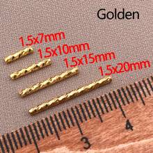 20/30/50 peças Contas de tubo banhadas a ouro 18K reais Contas de semente de tubo de latão torcido Contas espaçadoras de tubo longo para artesanato faça você mesmo Pulseira feminina Colar Fabricação de joias Furo: 1,5 mm