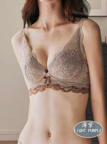 Bust-Enhancing Padded Lace Bra With Adjustable Shoulder Straps For Small Breasts, A Cup/B Cup
