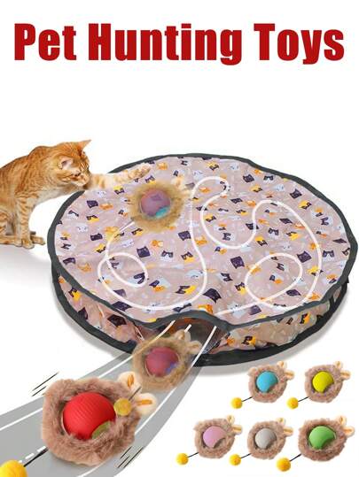 Juego de juguetes para la caza de gatos, bola de gato eléctrica con iluminación, juguete de persecución y caza para mascotas, recargable por USB, suministros para gatitos y mascotas