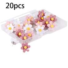 12pcs New Resin 3D Flower Push Pins, Decorative Pushpins With Pink Floral Pattern - For Photo Wall And Office Supplies Decoration,Back To School,School Supplies