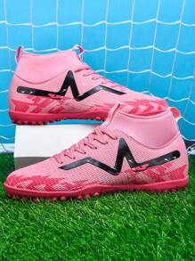 1 Paio Di Scarpe Da Calcio Per Uomo/Donna/Giovane, Stivali Alti Per Sport All'aperto, Scarpe Da Calcio Resistenti E Antiscivolo, Adatte Per Erba Artificiale, Sabbia, Prato, Campi Interni, Stringate, Scarpe Da Allenamento Leggere E Ad Alta Prestazione Con Design Grip