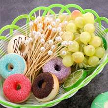 200 piezas de pinchos de bambú, diseño de perla falsa redonda, adecuados para cocina, mesa, ensalada de frutas, boda, fiesta, Ramadán o uso en fiestas, disponibles en dorado, rosa, blanco, plateado