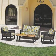 1pc S/M/L Stretch Patio Seat Cushion Cover, Outdoor Sofa Cover For Replacement, Washable Furniture Slipcover