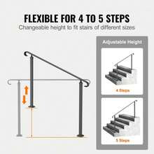 Adjustable Wrought Iron Handrail For Outdoor Steps Black Portable Railing For Concrete Or Wooden Stairs With Installation Kit - Grey - View 2