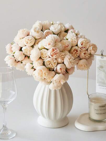 1 Bukett/2 Buketter Sidenpionblommor, Konstgjorda Rosor, 27 Stjälkar Konstgjorda Pioner, Lämplig för Hemmet, Bröllopsfesten, Matbordsdekoration, Möhippadekoration