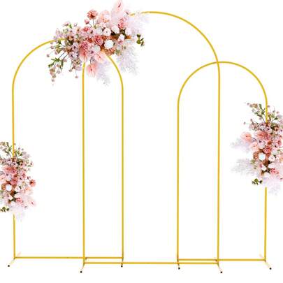 4ft, 5ft, 6ft, 6.6ft, 7.2ft Gold Metal Square Balloon Arch Frame, Wedding Arch Backdrop Stand, Party Decoration