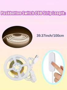 1pc 3.28ft-16.4ft LED Light Strip, 320 LEDs/M, Button Control, 3 Color Temperature Options, Suitable For Party, Room, Kitchen, Home TV, Household Decoration