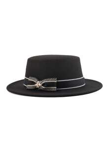 1pc Women's Solid Color Casual Hat, Bohemian Retro Palace Style Party Street Hat, Korean Version Year-Round Brimless Fresh Felt Bowknot Versatile Travel Vintage Fedora Hat, Suitable For Everyday Outings And Shopping
