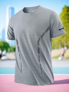 Sports&Outdoor T-Shirts Men Outdoor Apparel Spring And Summer Clothing Active Tops Short Sleeve Daily&Casusl Running&Workout Comfortable Loose Tennis & Golf Hockey Equestrian - Grey - View 1