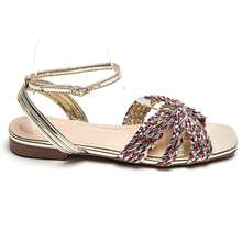Flat Sandals With Woven Crescent-Shaped Straps And Adjustable Buckle - Fashionable And Comfortable Summer Style - Multicolor - View 2