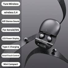 Écouteurs sans fil améliorés avec microphone, écouteurs sans fil miniatures mignons intra-auriculaires avec affichage LED, étui de recharge mini pour hommes et femmes