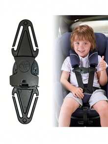 1pc Car Child Seat Belt Shoulder Strap Positioner Adjuster Baby Stroller Chest Buckle Lock - Black - View 1