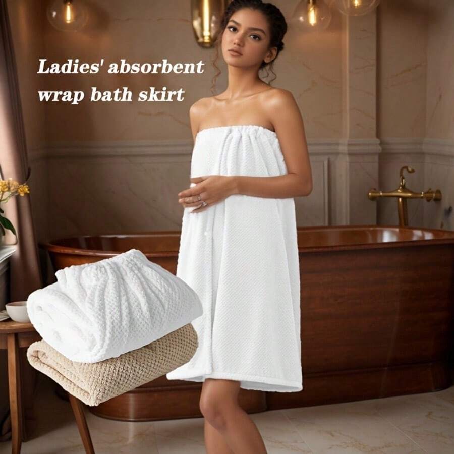 Luxury Wearable Bath Towel Robe - Modern Plaid Pattern, Super Soft, Quick-Dry, Highly Absorbent, Women's SPA Wrap, Easy Care, 280g, Space Theme Towel, Summer Wedding Home Bathroom Decor, Back To School Season