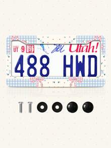Pink Car License Plate Frame, Personalized Women's Car Plate Cover, Bowknot Car Decoration, Weatherproof Painted License Plate Holder, Won't Obscure License Plate Info, Stainless Steel Frame, Sturdy & Stable, Comes With Mounting Screws, 2 Styles Available: 1 Piece/2 Pieces - Multicolor - View 16