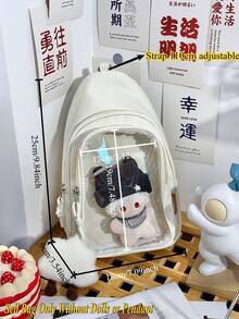 可爱洛丽塔女式卡哇伊日本大学生斜挎包学院风小尼龙背包透明 10CM 娃娃 Ita 包带徽章展示板新款纯色和手提包便携式单肩包女孩单肩包学校动漫漫画展包透明包女士胸包糖果色返校礼物女孩学校礼物 JK 制服包演唱会包 - 黑色 - 查看 7