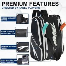 TILDOSAC Tennis Bag Padel Racket Bag Tennis Backpack For Padel Tennis Pickleball Paddles Large Padel Racket Protector Backpack Large Sport Pickleball Bag With Fence Hook Shoe Compartment - Black-white1 - View 5