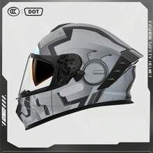 AD 1 szt. Certyfikowany kask motocyklowy na rower elektryczny DOT&ECE, uniwersalny, całoroczny, motocyklowy kask integralny z dwoma wizjerami