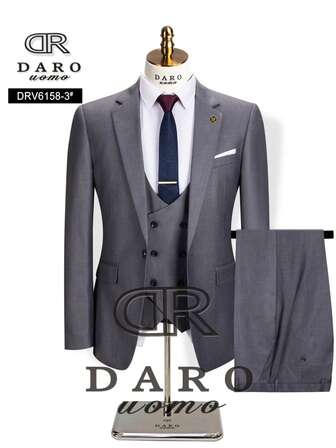  DAROuomo 男士修身西装 适合商务工作穿着 3 件套 DRV6158
