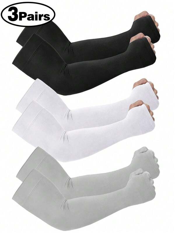 3pcs/1 Pair Male/Female Anti-UV Arm Sleeves, Compression Sleeves For Men To Cover Arms, Male/Female Sun Protection Sleeve Covers - Unisex Sun Protection Arm Sleeves