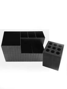 Barber Scissor Rack - Plastic Barber Shop Tool Organizer For Scissors And Tools, Professional Hair Salon 6 Grid Scissors Storage Box, Scissors Holder, Storage Box Barber Tool Holder, Barber Scissors Storage Box, Removable Lining, Non-Slip Bottom (Black, White), Back To School, Travel Holiday Essentials, Hair Accessories For Women, Slick Back Brush, Hair Dryer, Hair, Barber, Hair Tools, Hair Products, Hair Dryer, Hair Brush, Barber, Hairdressing Equipment, Hairstyle, Hairdressing, Barber Accessories, Barbershop, Hairdressing Equipment - Multicolor - View 7