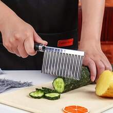 Suuker Crinkle Cutter French Fry Cutter, Versatile Potato Slicer For Fries, Stainless Steel Crinkle Cutter For Veggies, Manual Food Wavy Chopper Slicer For Crinkled Cuts And Fancy Meal-Prep - 1pc - View 6