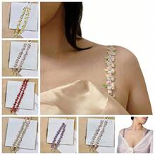 1 对花朵胸罩肩带可拆卸花卉胸罩肩带装饰花朵蕾丝肩带适用于无肩带礼服胸罩花朵蕾丝肩带女士 - 彩色 - 查看 11