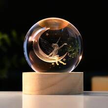 3D Fairy Crystal Ball Moon Fairy Glass Sphere Charming Fairy Figurines For Home Decor Ideal Gifts For Girl Ornament - 3D Fairy - View 2
